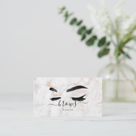 大理石ピンクの眉の名刺 名刺 (スタンド正面)