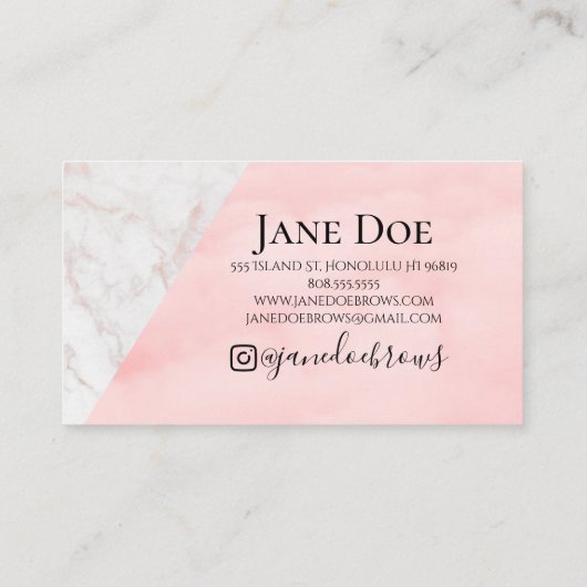 大理石ピンクの眉の名刺 名刺 (裏面)