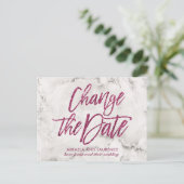 大理石ピンクの輝きのある文字で日付が変わる 案内ポストカード (スタンド正面)