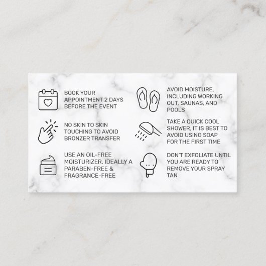 大理石ピンクスプレータンアフターケアカード 名刺 (裏面)