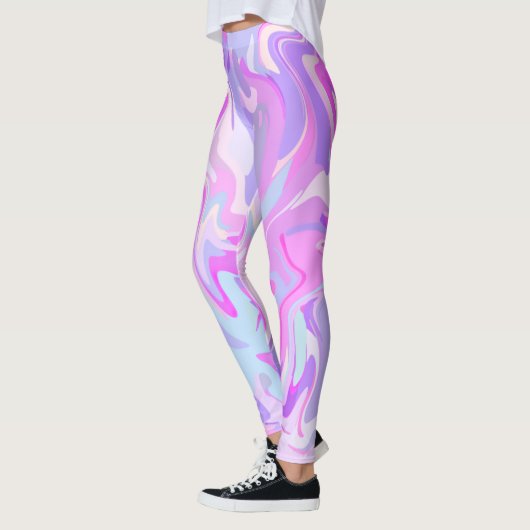 大理石ピンクパープルターコイズ レギンス (左)