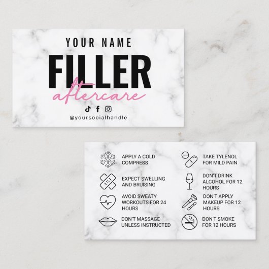 大理石ピンクフィラー命令アフターケアカード 名刺 (正面/裏面)