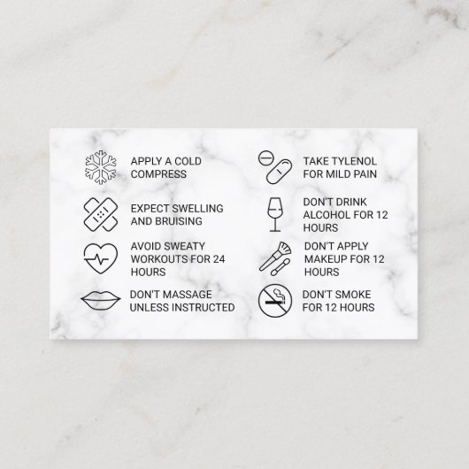 大理石ピンクボトックスアフターケアカード 名刺 (裏面)