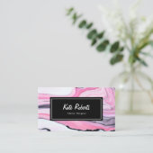 大理石ピンク白黒の名刺|クリエイティブ 名刺 (スタンド正面)