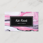 大理石ピンク白黒の名刺|クリエイティブ 名刺 (正面)