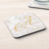 大理石ピンク金ゴールドパターコースター コースター (左側)