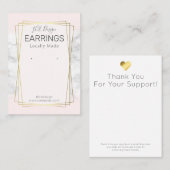 大理石ピンク金ゴールド枠イヤリング表示包装 名刺 (正面/裏面)