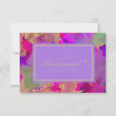 大理石ピンク、パープル、ゴールドのインク招待状 サンキューカード (正面)