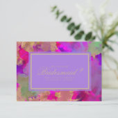 大理石ピンク、パープル、ゴールドのインク招待状 サンキューカード (スタンド正面)