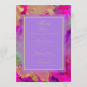 大理石ピンク、パープル、ゴールドのフラットメニュー メニュー (正面)