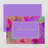 大理石ピンク、パープル、ゴールド サンキューカード (正面/裏面)