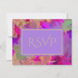 大理石ピンク、紫、ゴールド 出欠カード