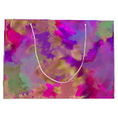 大理石ピンク、紫、金ゴールド花嫁 ラージペーパーバッグ (裏面)