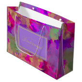 大理石ピンク、紫、金ゴールド花嫁 ラージペーパーバッグ (正面アングル)