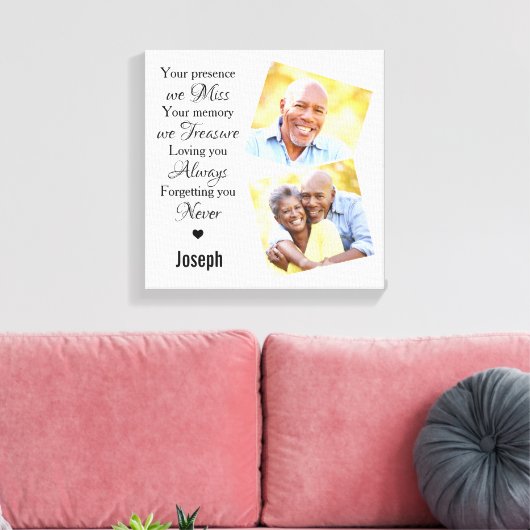 大理石ファミリーフォト悔やみや弔慰記念記念キープサケ キャンバスプリント (インサイチュ (リビング))