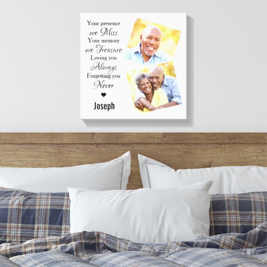 大理石ファミリーフォト悔やみや弔慰記念記念キープサケ キャンバスプリント (インサイチュ (寝室))