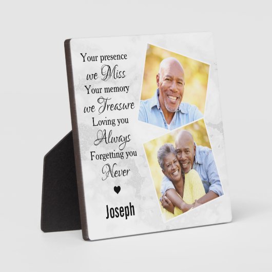 大理石ファミリーフォト悔やみや弔慰記念記念キープサケ フォトプラーク (正面)