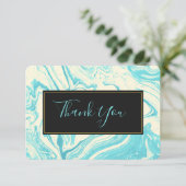 大理石ファンシー入りターコイズとクリームありがとう 招待状 (スタンド正面)