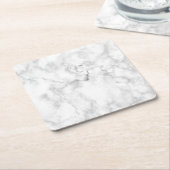 大理石フェイクのような顔 スクエアペーパーコースター (アングル)