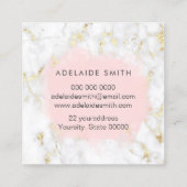 大理石フェイクのホイルの円ピンクの水色 スクエア名刺 (裏面)