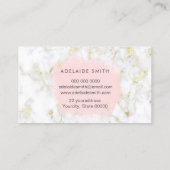 大理石フェイクのホイルの円ピンクの水色 名刺 (裏面)