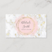 大理石フェイクのホイルの円ピンクの水色 名刺 (正面)