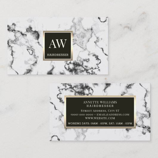 大理石フェイクの白い石表面のテクスチャ 名刺 (正面/裏面)