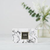 大理石フェイクの白い石表面のテクスチャ 名刺 (スタンド正面)