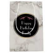 大理石フェイクアラバスタトゥーペタンカスタム誕生日 ミディアムペーパーバッグ (正面)