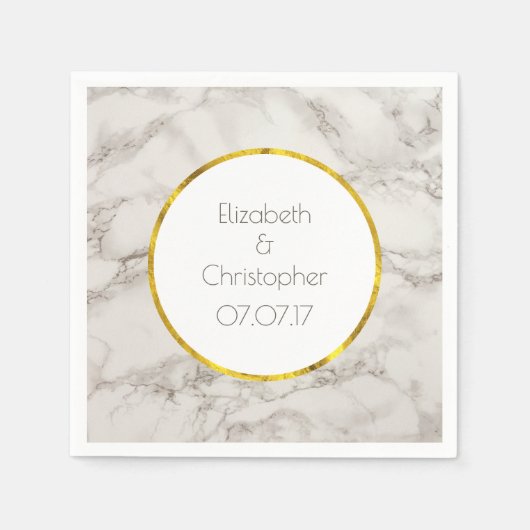 大理石フェイクアラバスタトゥーペタンモダン結婚ズ スタンダードカクテルナプキン (正面)