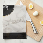 大理石フェイクアラバスタータウペタンモノグラム キッチンタオル (四つ折り)