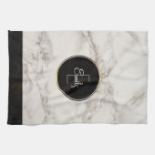大理石フェイクアラバスタータウペタンモノグラム キッチンタオル (横)