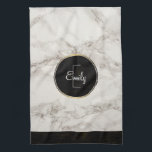 大理石フェイクアラバスタータウペタンモノグラム キッチンタオル<br><div class="desc">大理石のアラバスターの背エレガント景テクスチャーをフェイク持つキッチンタオル。Taupe / tanとクリームの色が混ざり合い、上品な外観のための興味深いパターンを作モダン成する。黒と金ゴールドが縁ど底に沿って大雪になった。タオルの中心には黒と金ゴールドの円があり、中には縁ど金ゴールドグラデーションが入ってパーソナライズされたいる。</div>