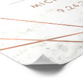 大理石フェイクバラ金ゴールドジオメト結婚リーへようこそ ポスター (角)