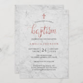 大理石フェイクバラ金ゴールドバプテスマ招待状 招待状 (正面/裏面)