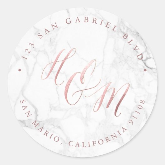 大理石フェイクバラ金ゴールド書道アンパサンド ラウンドシール (正面)