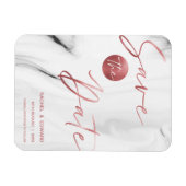 大理石フェイクバラ金ゴールド結婚式の日付を保存 マグネット (横)