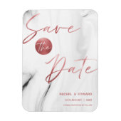 大理石フェイクバラ金ゴールド結婚式の日付を保存 マグネット (縦)