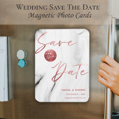 大理石フェイクバラ金ゴールド結婚式の日付を保存 マグネット