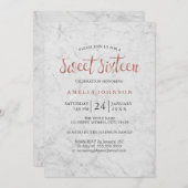 大理石フェイクバラ金ゴールドSweet sixteen招待状 招待状 (正面/裏面)