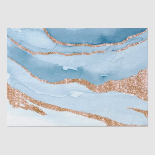 大理石フェイクブルー金ゴールド包装、デコパージュ、クラフト 薄葉紙 (正面)