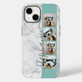 大理石フェイクプリント- 4枚の写真手書きフォントティール(緑がかった色) Case-Mate iPhoneケース (裏面)