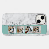 大理石フェイクプリント- 4枚の写真手書きフォントティール(緑がかった色) Case-Mate iPhoneケース (裏面 (横))