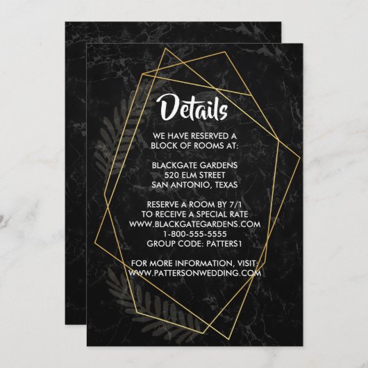 大理石フェイク幾何囲い 招待状 (正面/裏面)