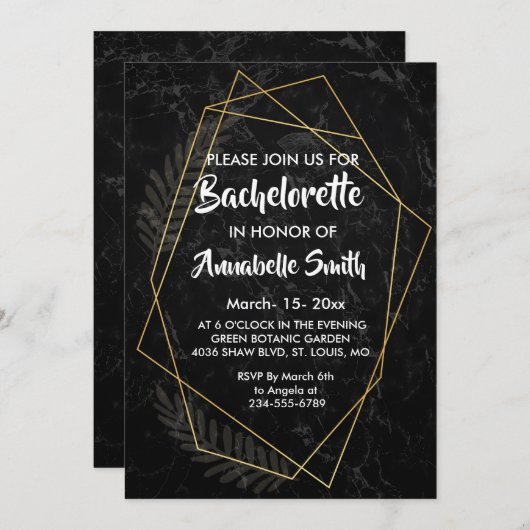 大理石フェイク幾何学士 招待状 (正面/裏面)