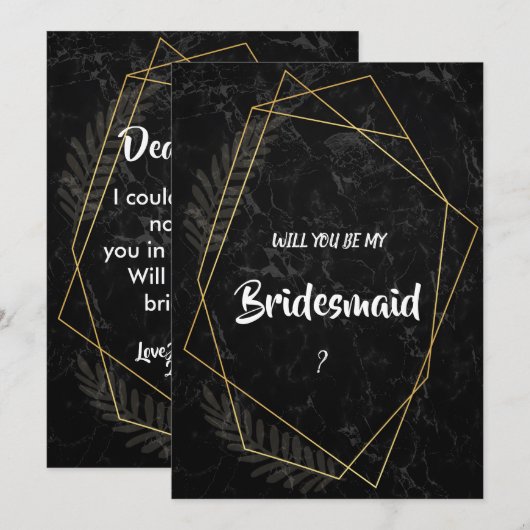 大理石フェイク幾何学的ブライドメイド 招待状 (正面/裏面)
