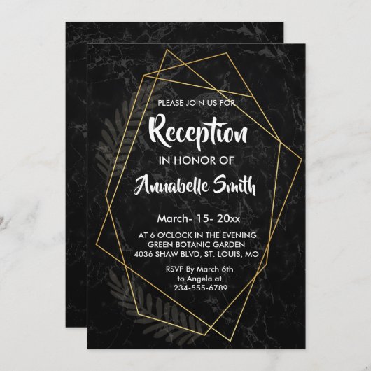 大理石フェイク幾何学的披露宴 招待状 (正面/裏面)