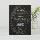 大理石フェイク幾何学誕生日パーティー 招待状 (スタンド正面)