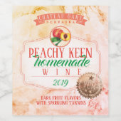 大理石フェイク金ゴールドシール自家製ピーチパーソナライズされた ワインラベル (シングルラベル)