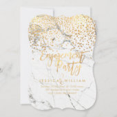 大理石フェイク金ゴールド紙吹雪婚約 招待状 (正面)